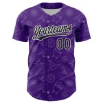 Baseball Authentic Custom Jersey 3D Lila Schwarz-Weiß Halloween Baseball Authentic Custom Jersey 3D Lila Schwarz-Weiß Halloween