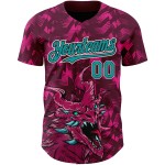Jersey Tier Teal-Schwarz Muster Authentische Drachen Baseball 3D Design Crimson Custom Jersey Tier Teal-Schwarz Muster Authentische Drachen Baseball 3D Design Crimson Custom