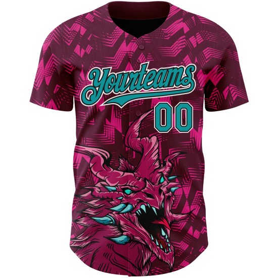 Jersey Tier Teal-Schwarz Muster Authentische Drachen Baseball 3D Design Crimson Custom Jersey Tier Teal-Schwarz Muster Authentische Drachen Baseball 3D Design Crimson Custom