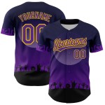 Jersey Totenkopf Custom Lila-Gelb Authentisches Halloween 3D Muster Schwarz Baseball Jersey Totenkopf Custom Lila-Gelb Authentisches Halloween 3D Muster Schwarz Baseball