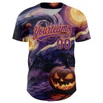 Bay Baseball Halloween Custom Authentic Jersey 3D Lila Orange Bay Baseball Halloween Custom Authentic Jersey 3D Lila Orange