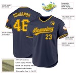 Benutzerdefiniertes Gold Navy Baseball Jersey Authentic Throwback Benutzerdefiniertes Gold Navy Baseball Jersey Authentic Throwback