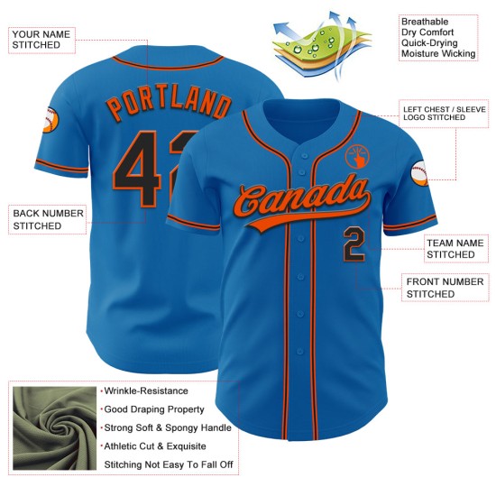 Schwarz-Orange Baseball Jersey Authentic Blau Custom Schwarz-Orange Baseball Jersey Authentic Blau Custom