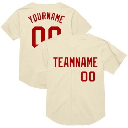 Mesh-Jersey Throwback Red Baseball Authentic Custom Cream
