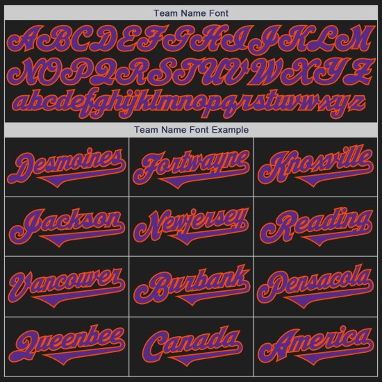 Schwarzes, individuelles, lila-oranges authentisches Baseball-Trikot Schwarzes, individuelles, lila-oranges authentisches Baseball-Trikot