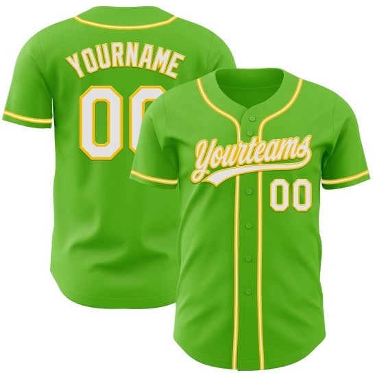 Grünes authentisches Trikot Aurora Custom Weiß-Gelb Baseball Grünes authentisches Trikot Aurora Custom Weiß-Gelb Baseball