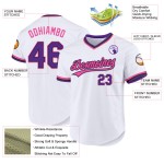 Jersey Weiß Throwback Lila Schwarz-Pink Baseball Custom Authentic Jersey Weiß Throwback Lila Schwarz-Pink Baseball Custom Authentic