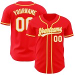 Fire Jersey Weiß-Gelb Authentic Custom Baseball Rot