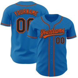 Schwarz-Orange Baseball Jersey Authentic Blau Custom