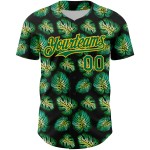 Monstera Jersey Custom Kelly Black Muster Authentisches Baseball Tropisches Grün-Gold 3D-Design Monstera Jersey Custom Kelly Black Muster Authentisches Baseball Tropisches Grün-Gold 3D-Design