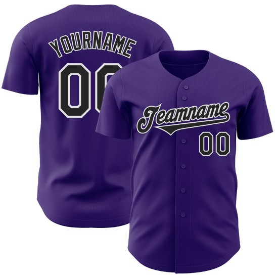 Schwarz-Weiß Authentic Jersey Custom Baseball Lila Schwarz-Weiß Authentic Jersey Custom Baseball Lila
