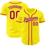 Baseball Gelbes Trikot Rot-Weiß Hell Authentisch Custom Baseball Gelbes Trikot Rot-Weiß Hell Authentisch Custom