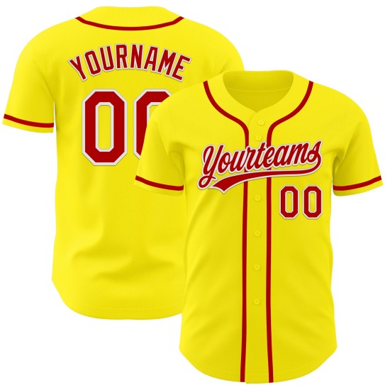 Baseball Gelbes Trikot Rot-Weiß Hell Authentisch Custom Baseball Gelbes Trikot Rot-Weiß Hell Authentisch Custom