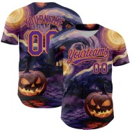 Bay Baseball Halloween Custom Authentic Jersey 3D Lila Orange