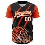 Muster Tier Design Authentische Fußball Schwarz Klaue Baseball Weiß-Orange 3D Custom Und Helm Jersey Muster Tier Design Authentische Fußball Schwarz Klaue Baseball Weiß-Orange 3D Custom Und Helm Jersey