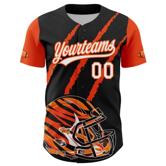 Muster Tier Design Authentische Fußball Schwarz Klaue Baseball Weiß-Orange 3D Custom Und Helm Jersey Muster Tier Design Authentische Fußball Schwarz Klaue Baseball Weiß-Orange 3D Custom Und Helm Jersey