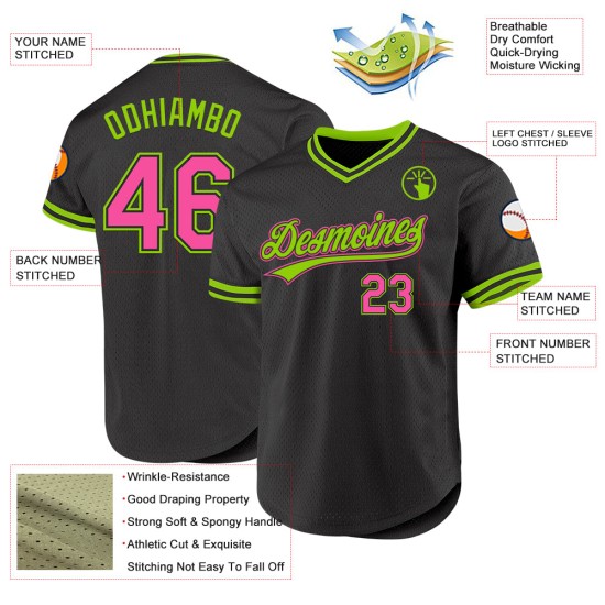 Jersey Throwback Pink-Neon Schwarz Authentic Grün Custom Baseball Jersey Throwback Pink-Neon Schwarz Authentic Grün Custom Baseball