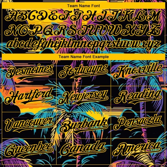 Authentische Schwarz Hawaii Palmen Gelb Custom Design Baseball Muster Jersey Bäume Tropical 3D Authentische Schwarz Hawaii Palmen Gelb Custom Design Baseball Muster Jersey Bäume Tropical 3D