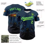 Grün-Blau Neon Benutzerdefinierte Authentische Halloween Navy 3D Jersey Baseball