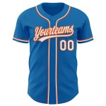 Weiß-Orange Jersey Blau Custom Authentic Baseball Weiß-Orange Jersey Blau Custom Authentic Baseball