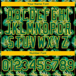 Monstera Jersey Custom Kelly Black Muster Authentisches Baseball Tropisches Grün-Gold 3D-Design Monstera Jersey Custom Kelly Black Muster Authentisches Baseball Tropisches Grün-Gold 3D-Design