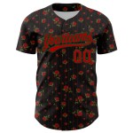 Benutzerdefinierte authentische Muster rot-grün Design Jersey Baseball Gothic schwarz 3D Rose Stil Benutzerdefinierte authentische Muster rot-grün Design Jersey Baseball Gothic schwarz 3D Rose Stil