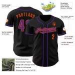 Schwarzes, individuelles, lila-oranges authentisches Baseball-Trikot Schwarzes, individuelles, lila-oranges authentisches Baseball-Trikot