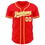 Fire Jersey Weiß-Gelb Authentic Custom Baseball Rot
