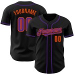 Schwarzes, individuelles, lila-oranges authentisches Baseball-Trikot Schwarzes, individuelles, lila-oranges authentisches Baseball-Trikot