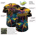 Authentische Schwarz Hawaii Palmen Gelb Custom Design Baseball Muster Jersey Bäume Tropical 3D Authentische Schwarz Hawaii Palmen Gelb Custom Design Baseball Muster Jersey Bäume Tropical 3D