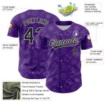 Baseball Authentic Custom Jersey 3D Lila Schwarz-Weiß Halloween Baseball Authentic Custom Jersey 3D Lila Schwarz-Weiß Halloween
