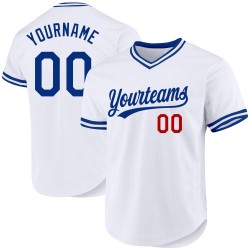 Weißes authentisches Baseball-Trikot Custom Throwback Royal-Rot
