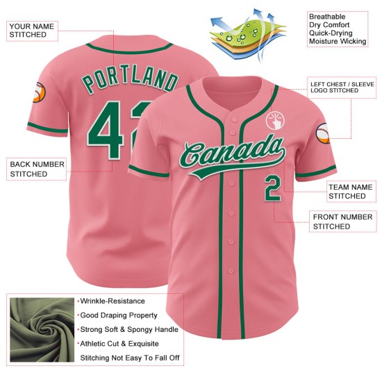 Authentisches Baseball Custom Medium Grün-Weiß Kelly Jersey Pink Authentisches Baseball Custom Medium Grün-Weiß Kelly Jersey Pink