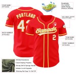 Fire Jersey Weiß-Gelb Authentic Custom Baseball Rot