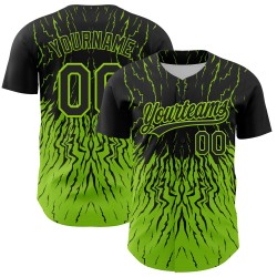 Neon Design Schwarz Benutzerdefinierte 3D Muster Jersey Welle Grün Baseball