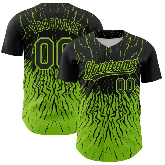 Neon Design Schwarz Benutzerdefinierte 3D Muster Jersey Welle Grün Baseball Neon Design Schwarz Benutzerdefinierte 3D Muster Jersey Welle Grün Baseball