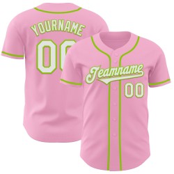 Leichtes Jersey Authentic Grün Pink Weiß-Neon Baseball Custom