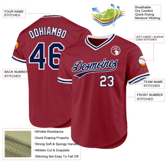 Benutzerdefiniertes Marineblau-Weiß Throwback Baseball Maroon Authentic Jersey Benutzerdefiniertes Marineblau-Weiß Throwback Baseball Maroon Authentic Jersey