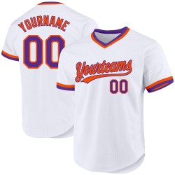Jersey Throwback Lila-Orange Weiß Authentic Custom Baseball