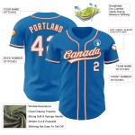 Weiß-Orange Jersey Blau Custom Authentic Baseball Weiß-Orange Jersey Blau Custom Authentic Baseball