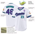 Authentisches weiß-schwarz-blaugrünes Baseball-Custom-Throwback-Lila-Trikot Authentisches weiß-schwarz-blaugrünes Baseball-Custom-Throwback-Lila-Trikot
