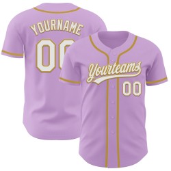 Jersey Light Authentic Weiß-Old Purple Baseball Custom Gold