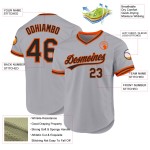 Throwback Jersey Schwarz-Orange Baseball Custom Grau Authentic Throwback Jersey Schwarz-Orange Baseball Custom Grau Authentic