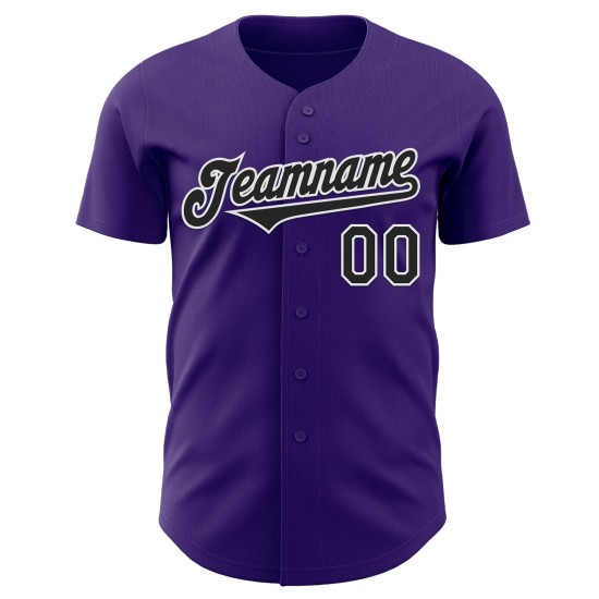 Schwarz-Weiß Authentic Jersey Custom Baseball Lila Schwarz-Weiß Authentic Jersey Custom Baseball Lila