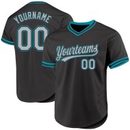 Baseball Jersey Gray-Teal Throwback Authentic Custom Black