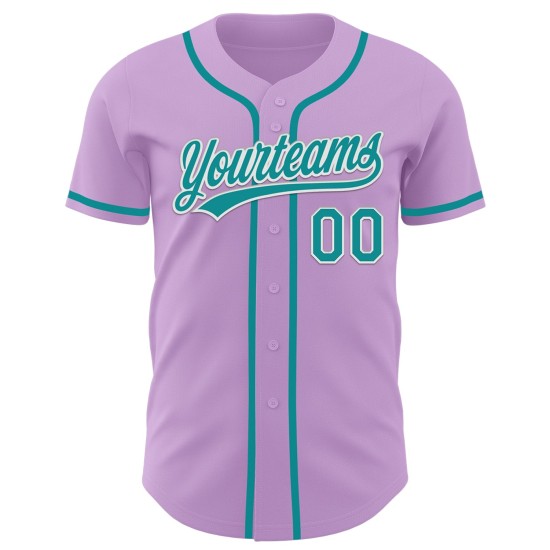 Jersey Authentic Baseball Teal-Weiß Hellviolett Custom Jersey Authentic Baseball Teal-Weiß Hellviolett Custom