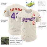 Musterdesign Creme 3D Konfetti Baseball Authentic Lila-Rot Custom Jersey Musterdesign Creme 3D Konfetti Baseball Authentic Lila-Rot Custom Jersey