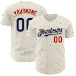 Authentisches Konfetti-Design-Trikot Baseball-Muster Custom Creme Navy-Rot 3D Authentisches Konfetti-Design-Trikot Baseball-Muster Custom Creme Navy-Rot 3D