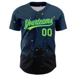 Grün-Blau Neon Benutzerdefinierte Authentische Halloween Navy 3D Jersey Baseball