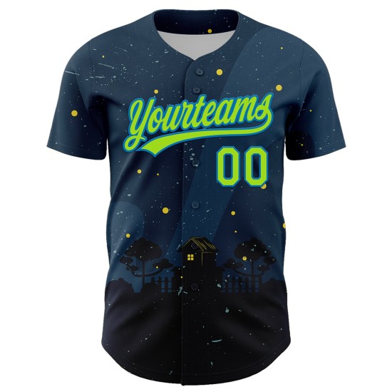 Grün-Blau Neon Benutzerdefinierte Authentische Halloween Navy 3D Jersey Baseball